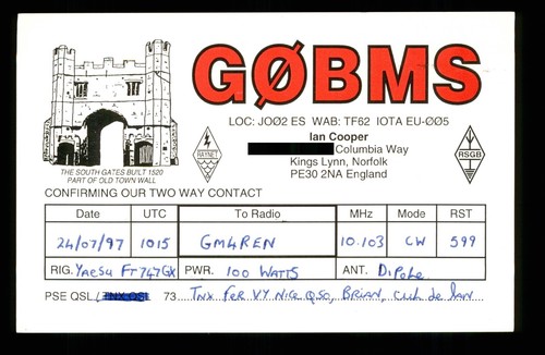 Qsl card radio uk g0bms - x,